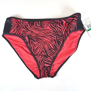 MICHAEL Michael Kors Bikini Bottom Women L Ruby Zebra High‎ Waist High Leg NWT